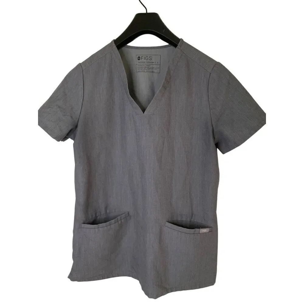 FIGS technical collection top short sleeve shirt gray women's size small